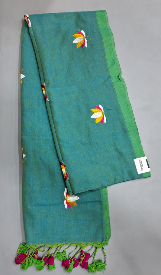 Teal Blue Khadhi Cotton Saree