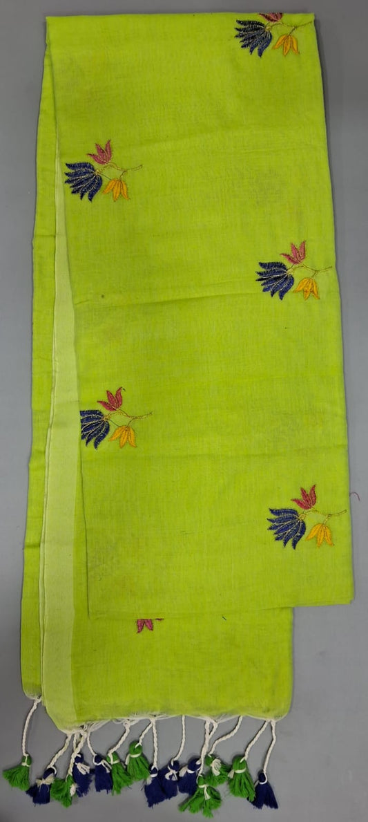 Bright Green Khadhi Cotton Saree