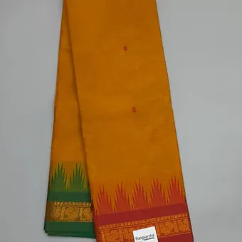 Mustard Yellow Kanchi Cotton Saree