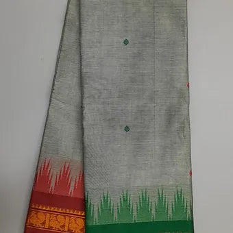 Dual (Green and White)Kanchi Cotton Saree