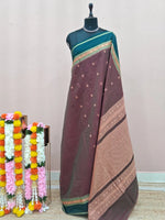 Chocolate Brown Kanchi Cotton Saree 