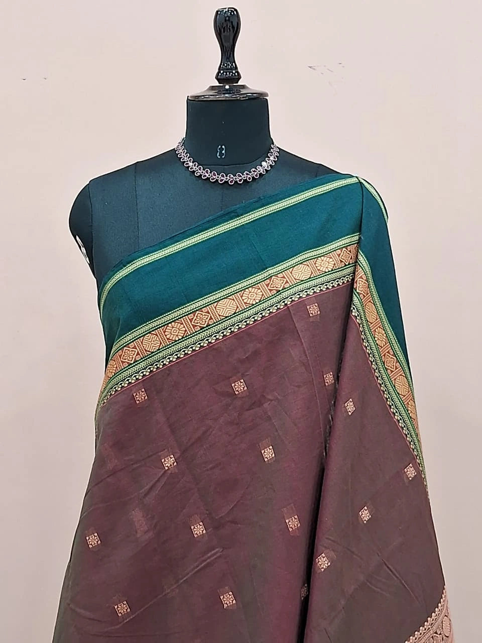 Chocolate Brown Kanchi Cotton Saree 1