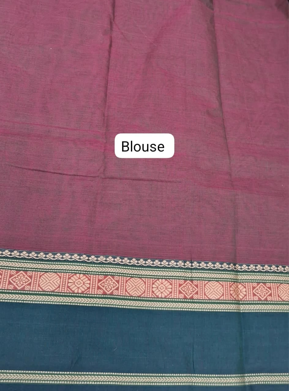 Chocolate Brown Kanchi Cotton Saree Blouse