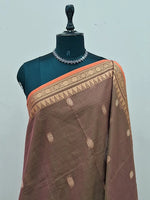Dark Brown Kanchi Cotton Saree 1