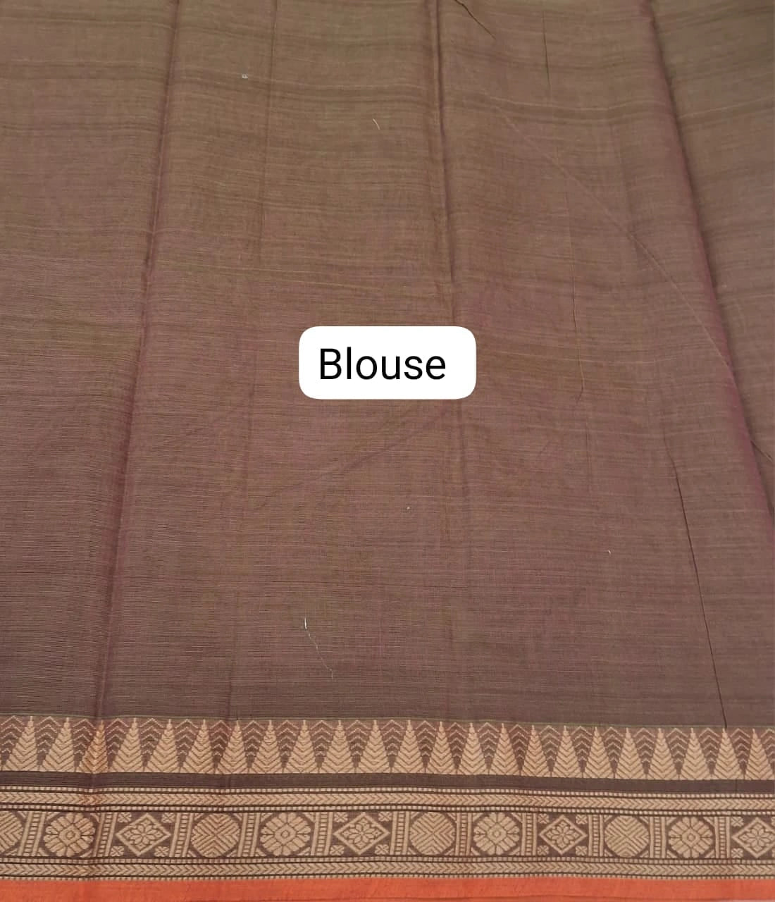 Dark Brown Kanchi Cotton Saree Blouse