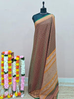 Dark Chocolate Brown Pure Kanchi Cotton Saree 