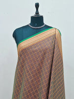 Dark Chocolate Brown Pure Kanchi Cotton Saree 1