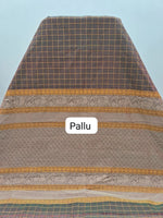 Dark Chocolate Brown Pure Kanchi Cotton Saree Pallu