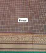 Dark Chocolate Brown Pure Kanchi Cotton Saree Blouse