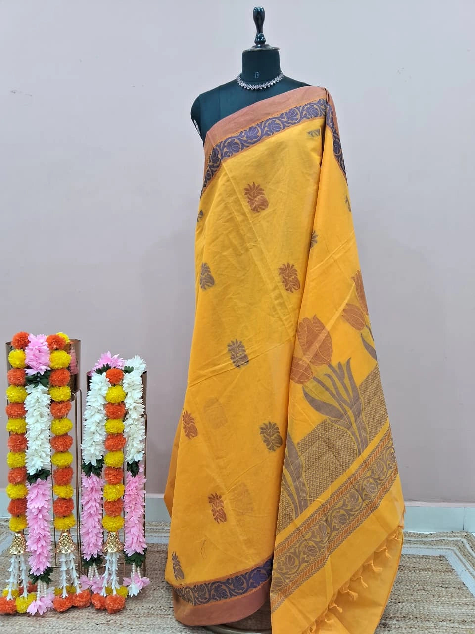 Mango Yellow Kanchi Cotton Saree