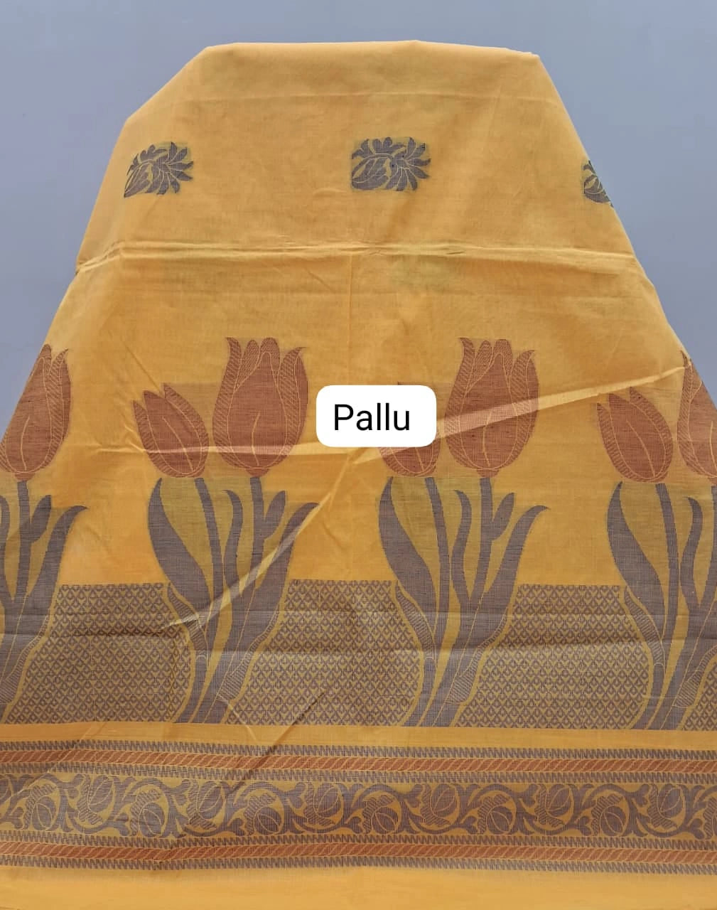 Mango Yellow Kanchi Cotton Saree Pallu