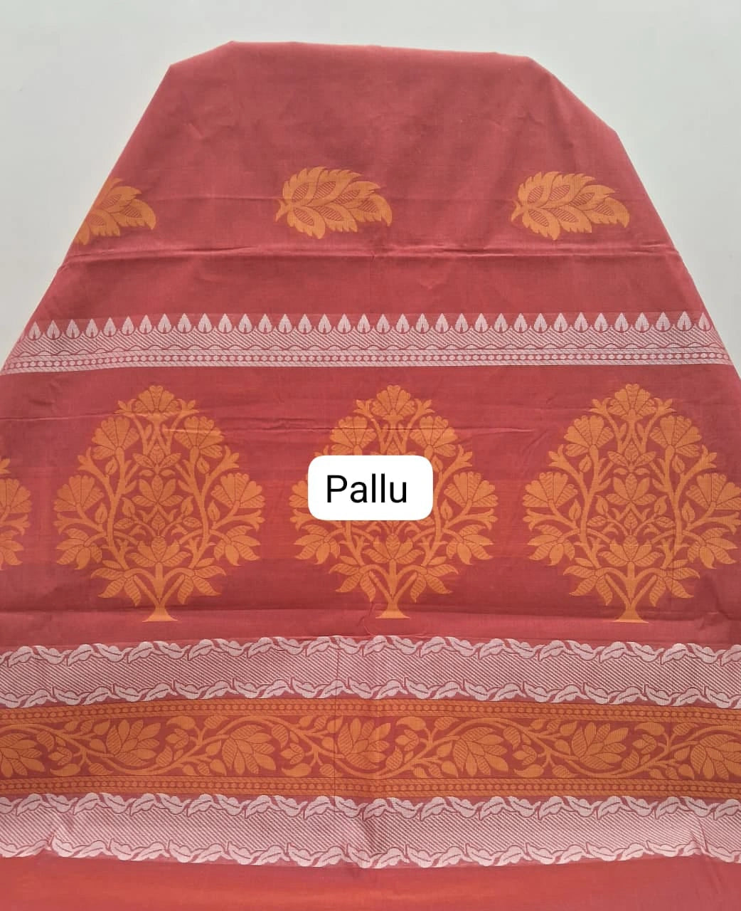 Brick Red Kanchi Cotton Saree Pallu