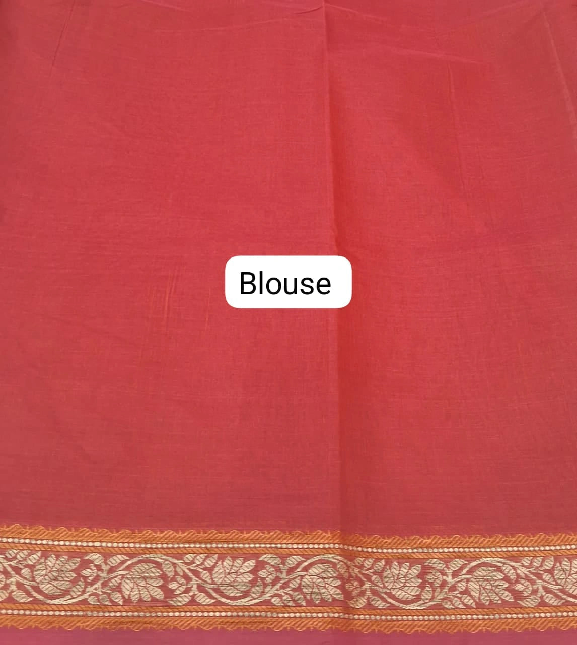 Brick Red Kanchi Cotton Saree Blouse