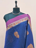Ink Blue Kanchi Cotton Saree 1