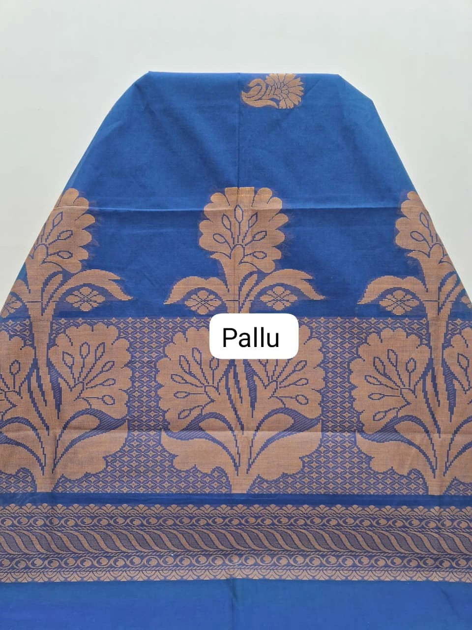 Ink Blue Kanchi Cotton Saree pallu