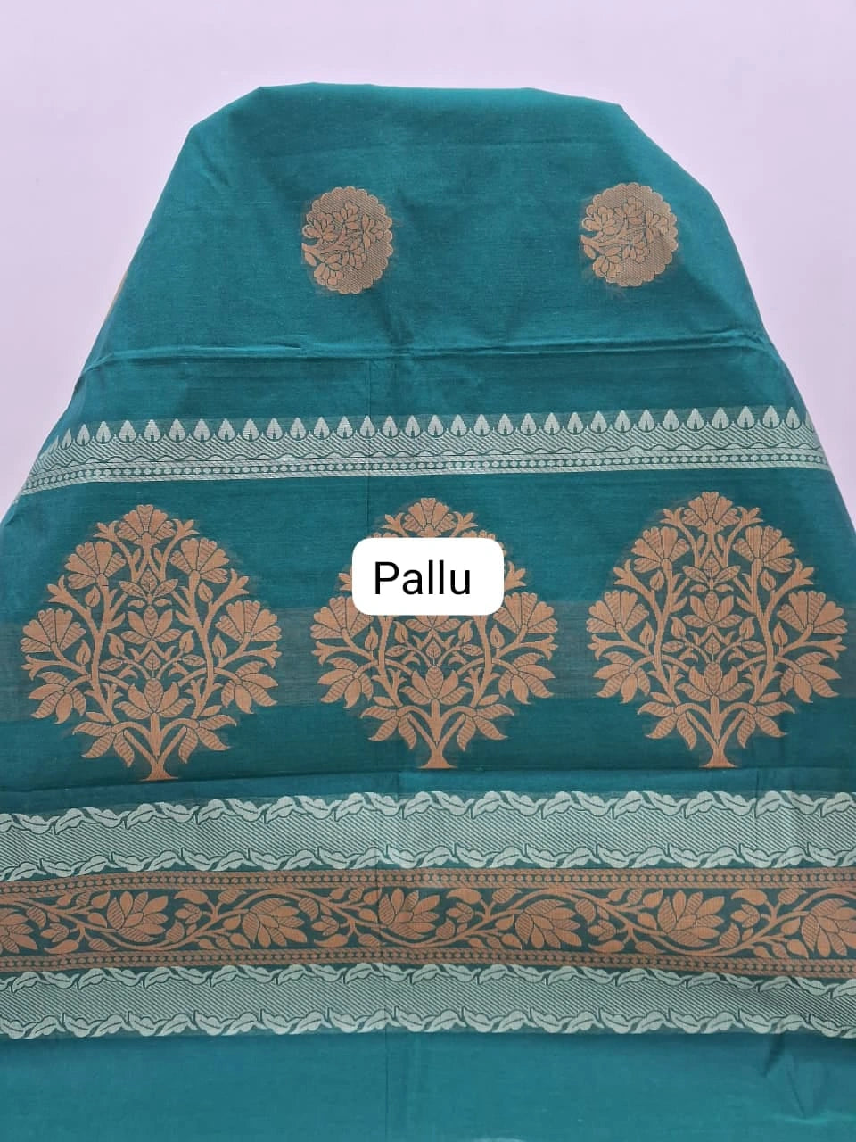 Bottle Green Kanchi Cotton Saree Pallu