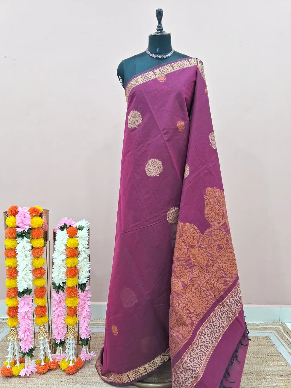 Maroon Kanchi Cotton Saree