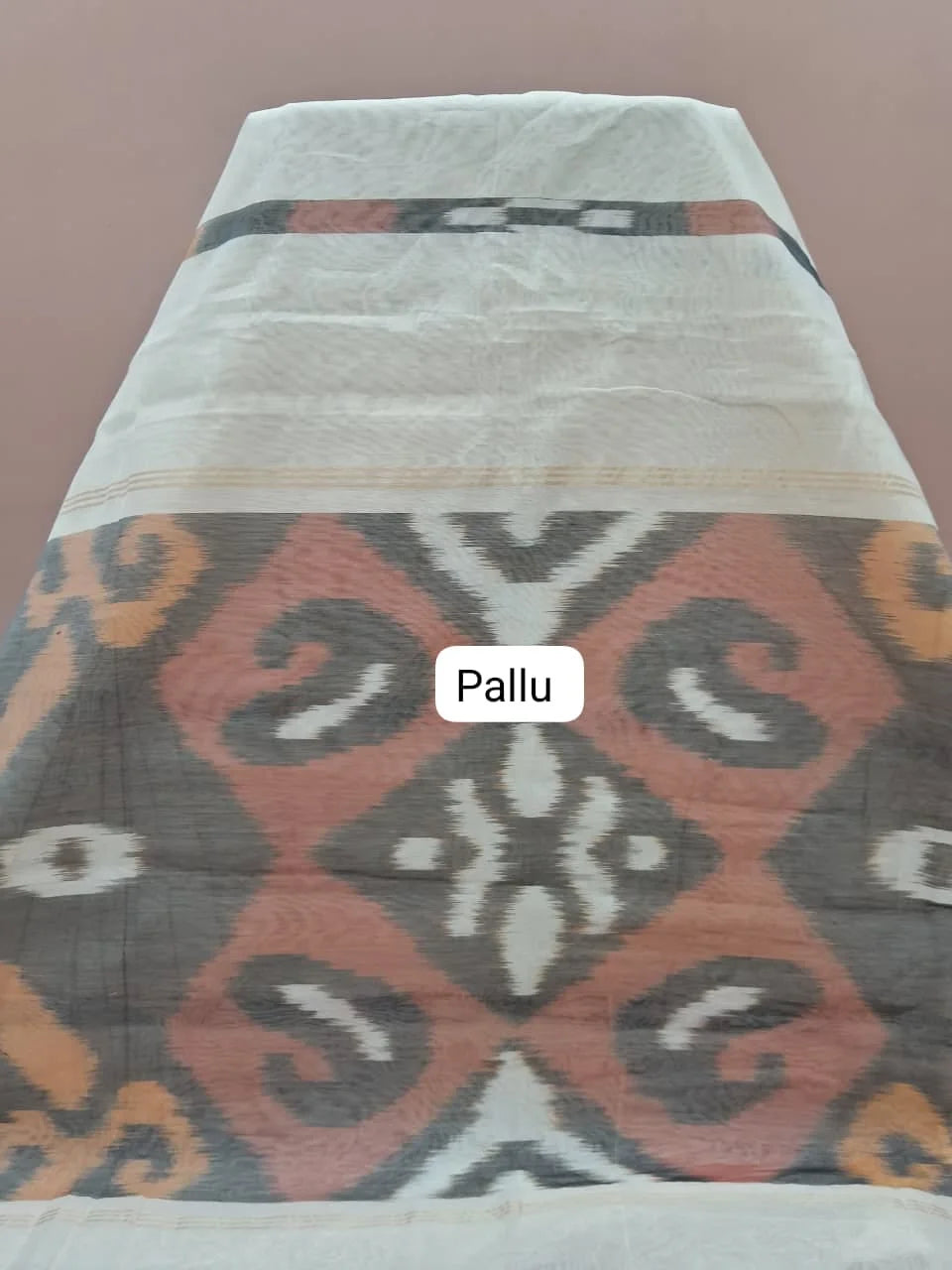 White Kanchi Cotton Saree Pallu