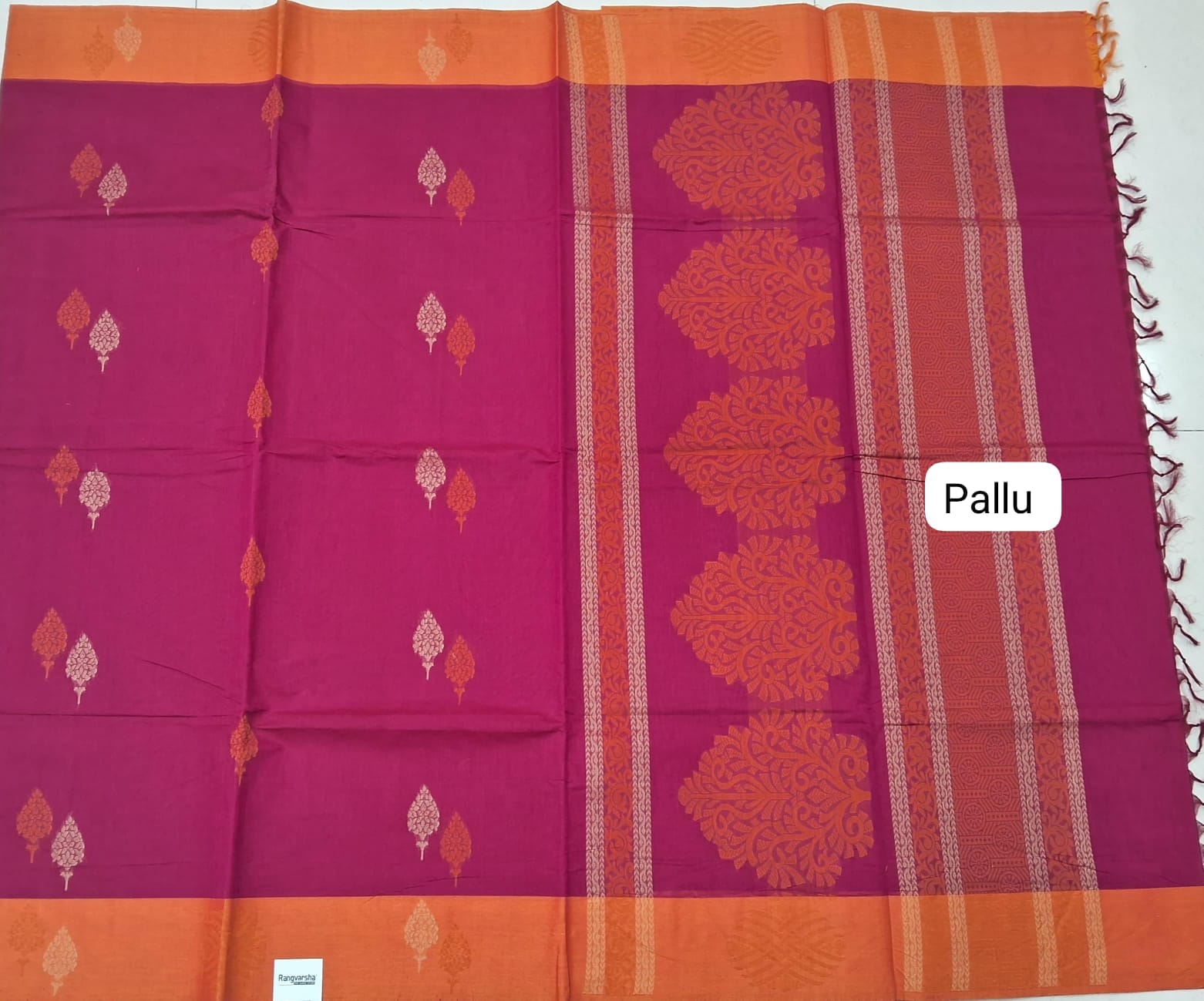 Rani Pink Korvai Kanchi Cotton Saree pallu