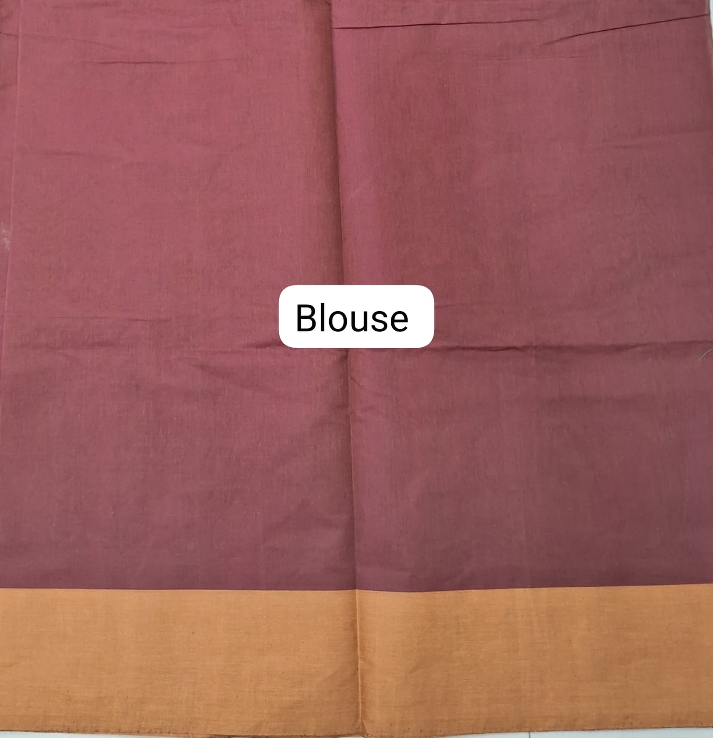 Chocolate Brown Korvai Kanchi Cotton Saree