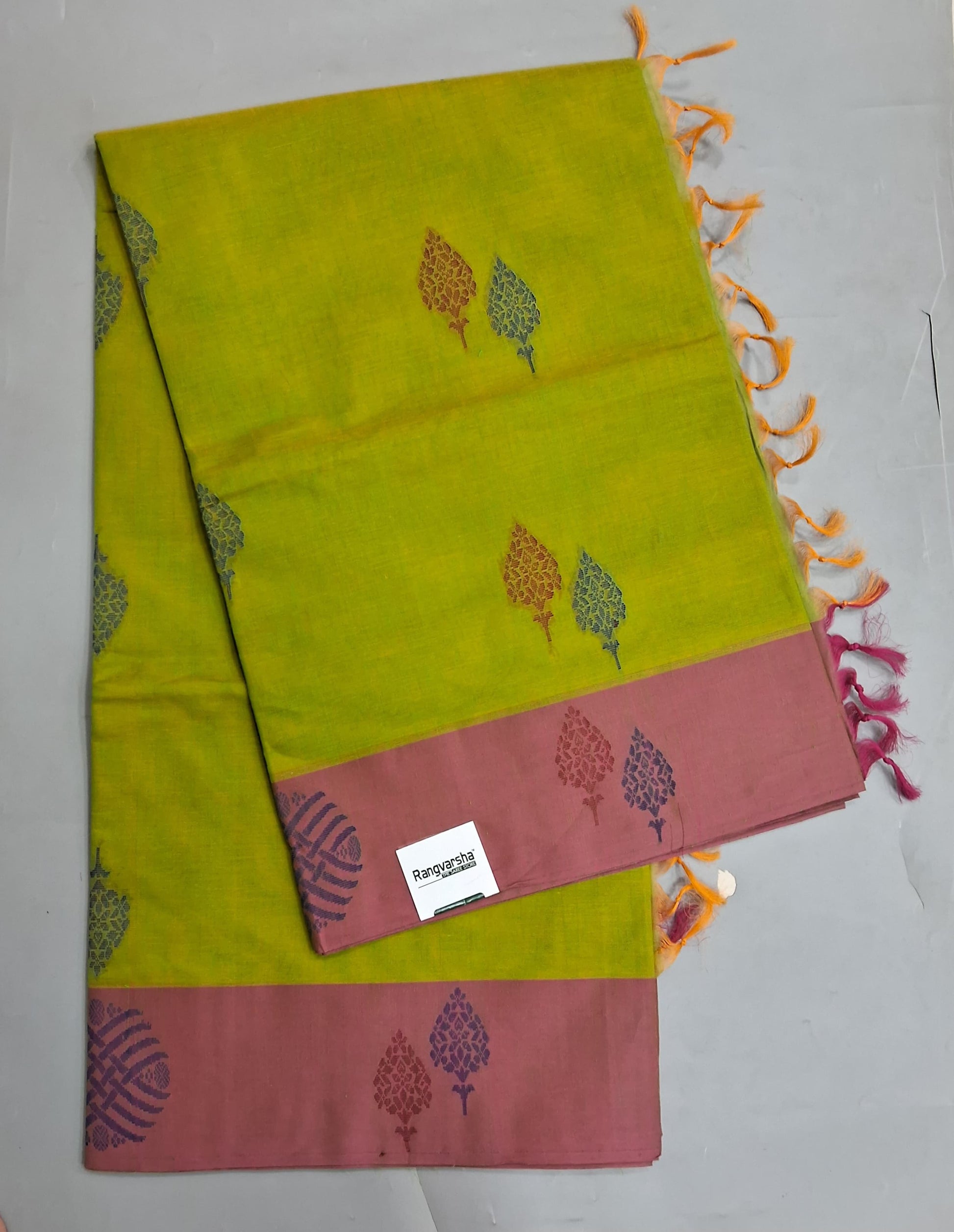 Parrot Green Korvai Kanchi Cotton Saree