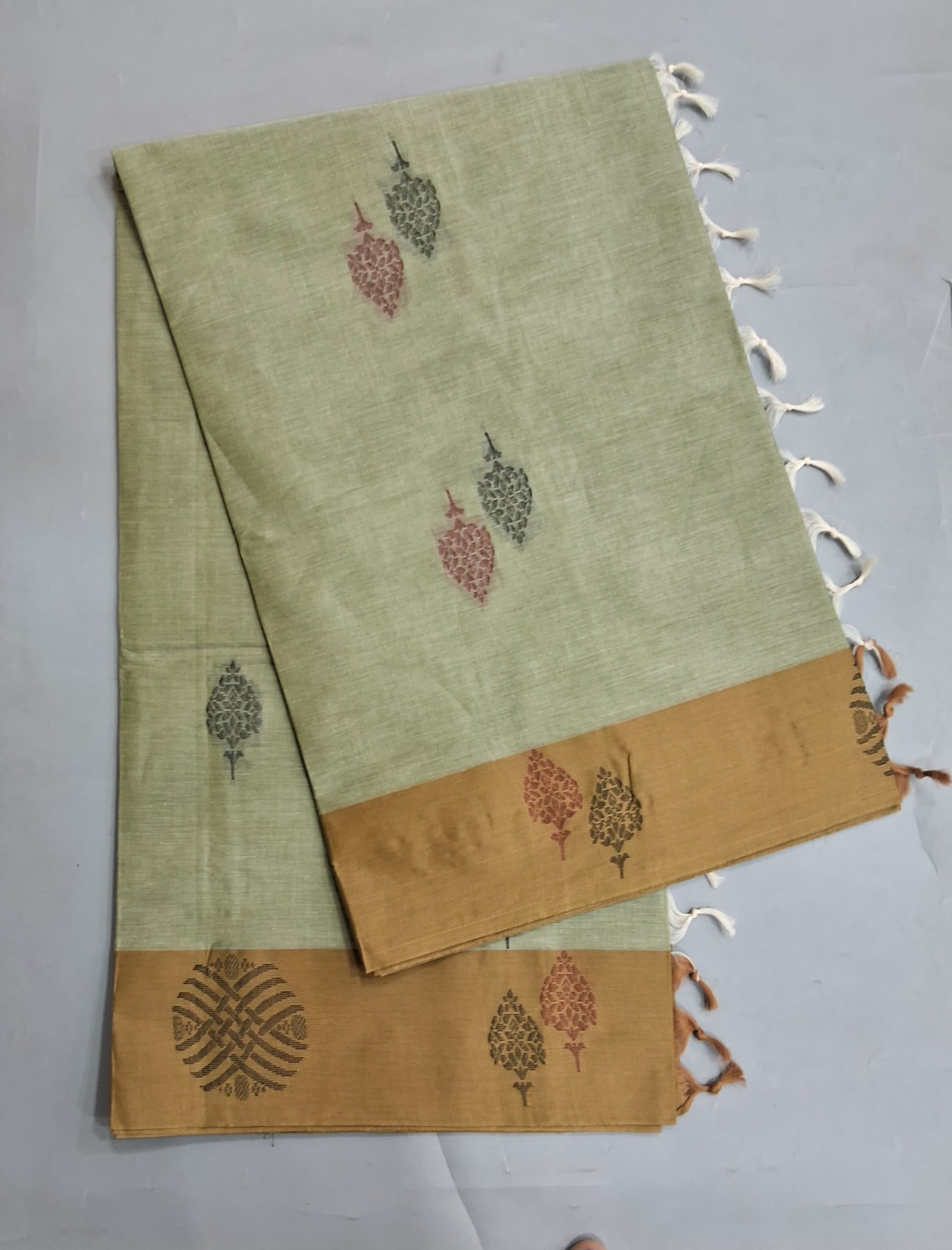 Light Mehandi Green Korvai Kanchi Cotton Saree