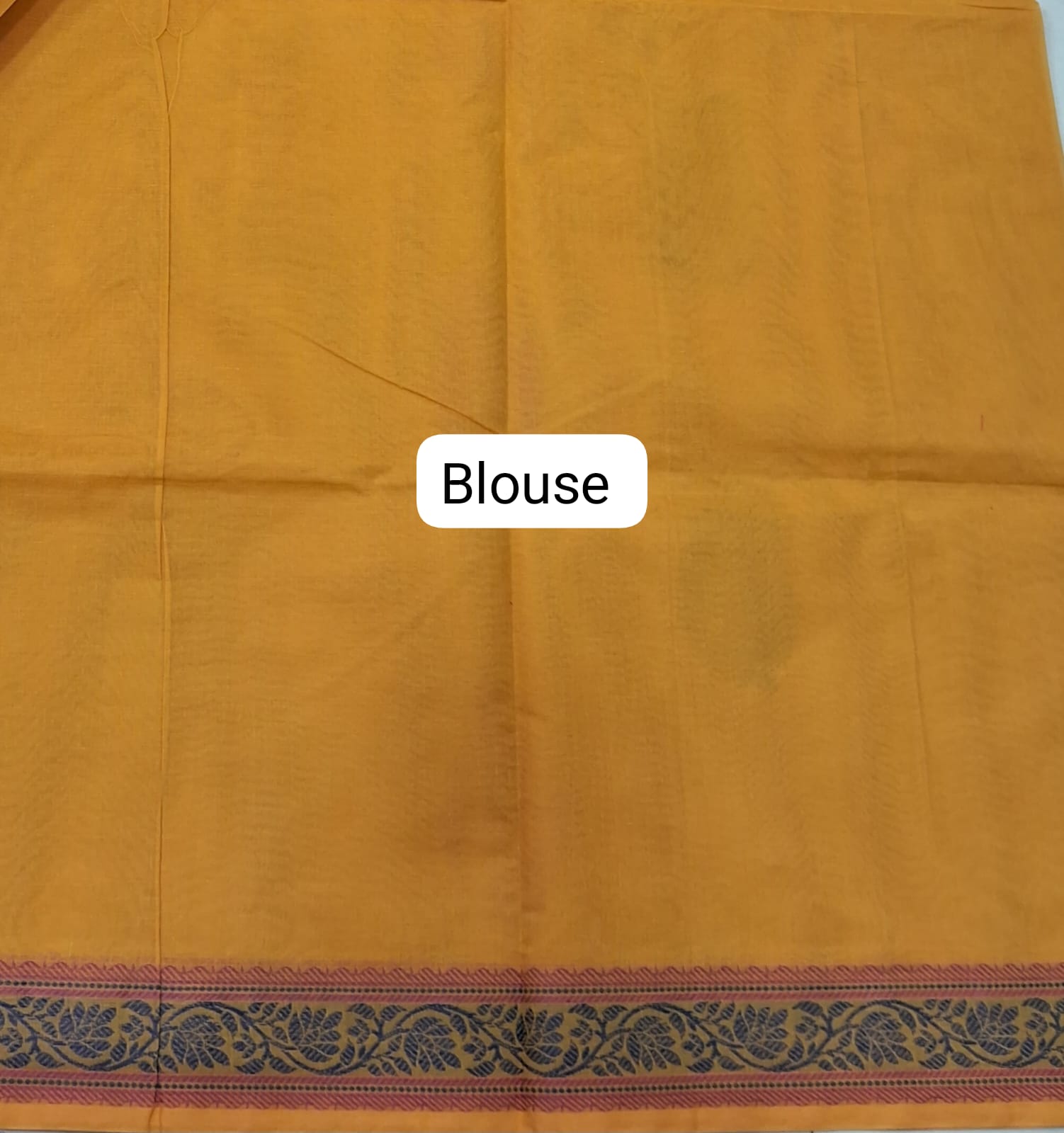 Mustard Yellow Korvai Kanchi Cotton Saree Blouse