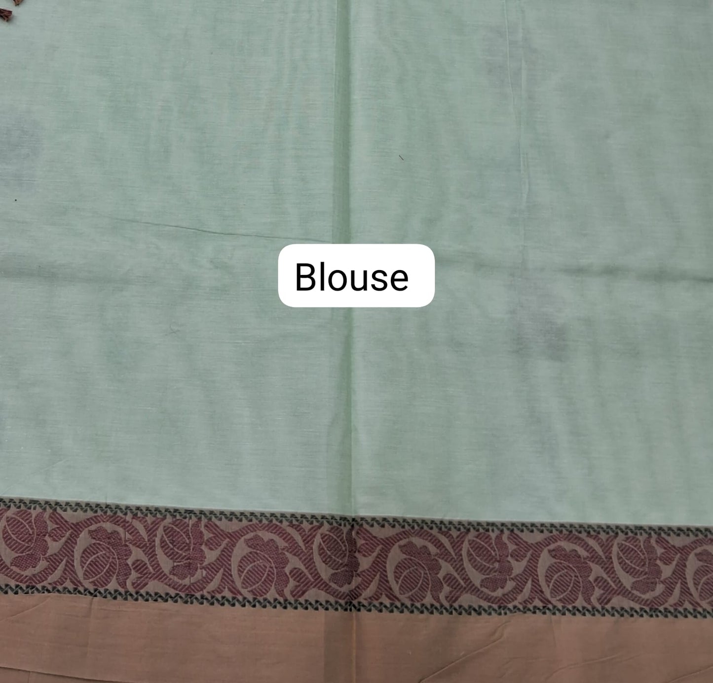 Light Pista Green Korvai Kanchi Cotton Saree blouse