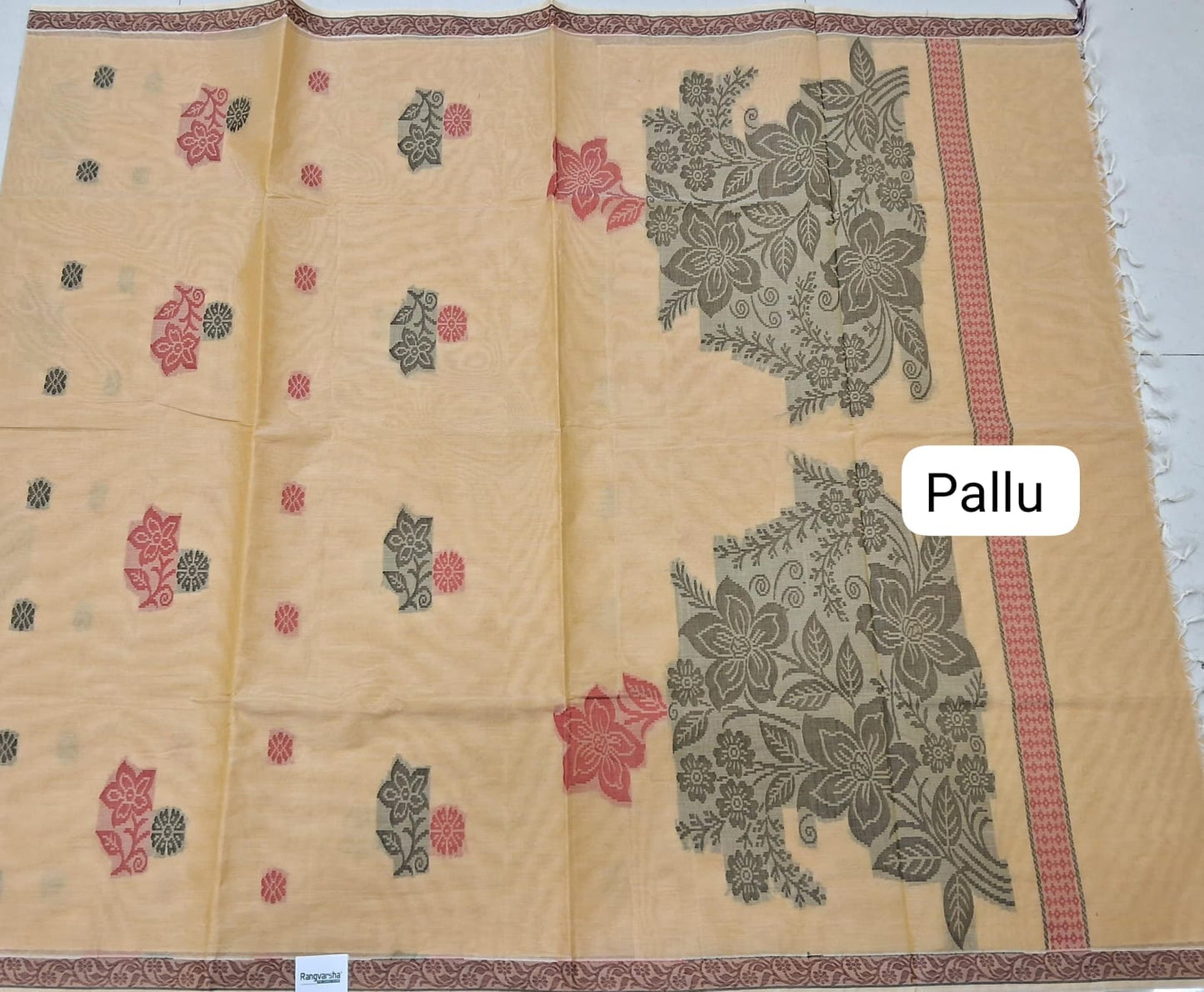 Cream Korvai Kanchi Cotton Saree pallu