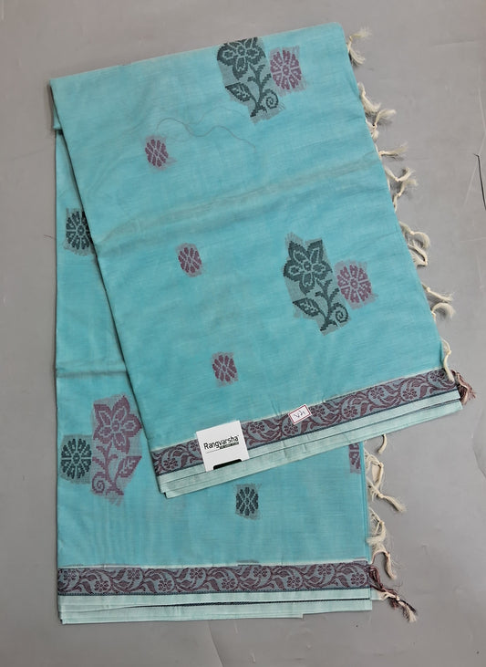 Sky Blue Korvai Kanchi Cotton Saree saree