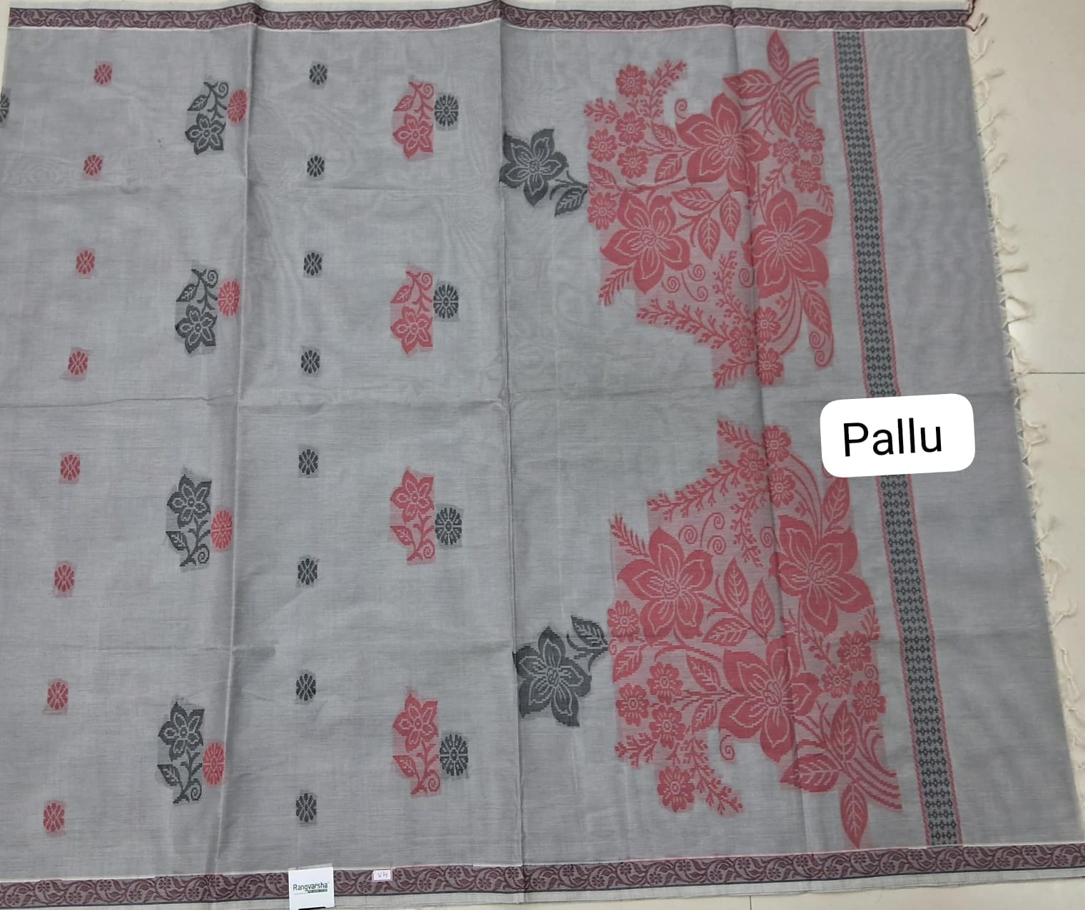 Earth Grey Korvai Kanchi Cotton Saree pallu