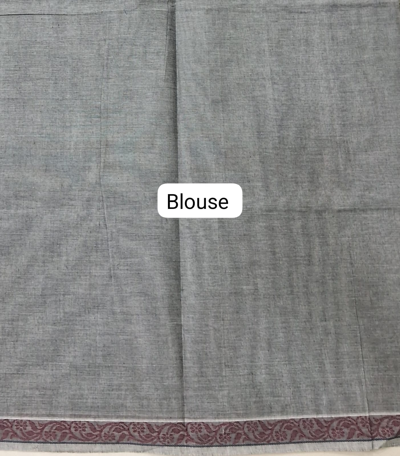 Elephant Grey Korvai Kanchi Cotton Saree  blouse