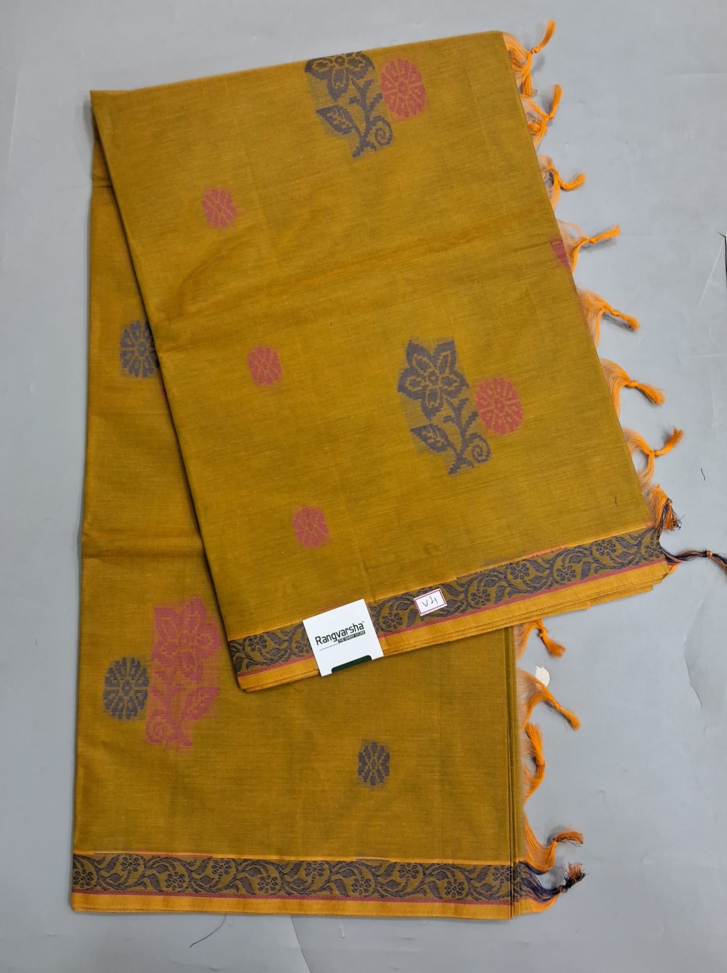 Olive Green Korvai Kanchi Cotton Saree