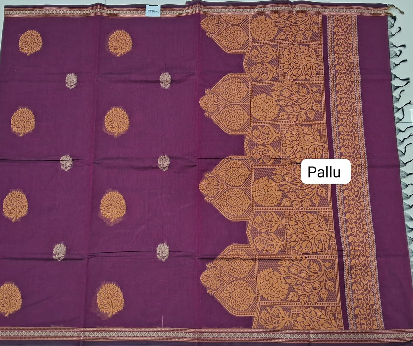 Purple Korvai Kanchi Cotton Saree pallu