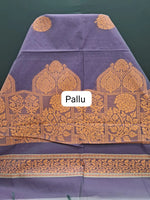 Purple Korvai Kanchi Cotton Saree pallu