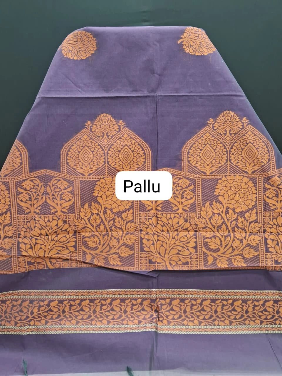Purple Korvai Kanchi Cotton Saree pallu
