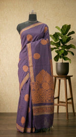 Purple Korvai Kanchi Cotton Saree 
