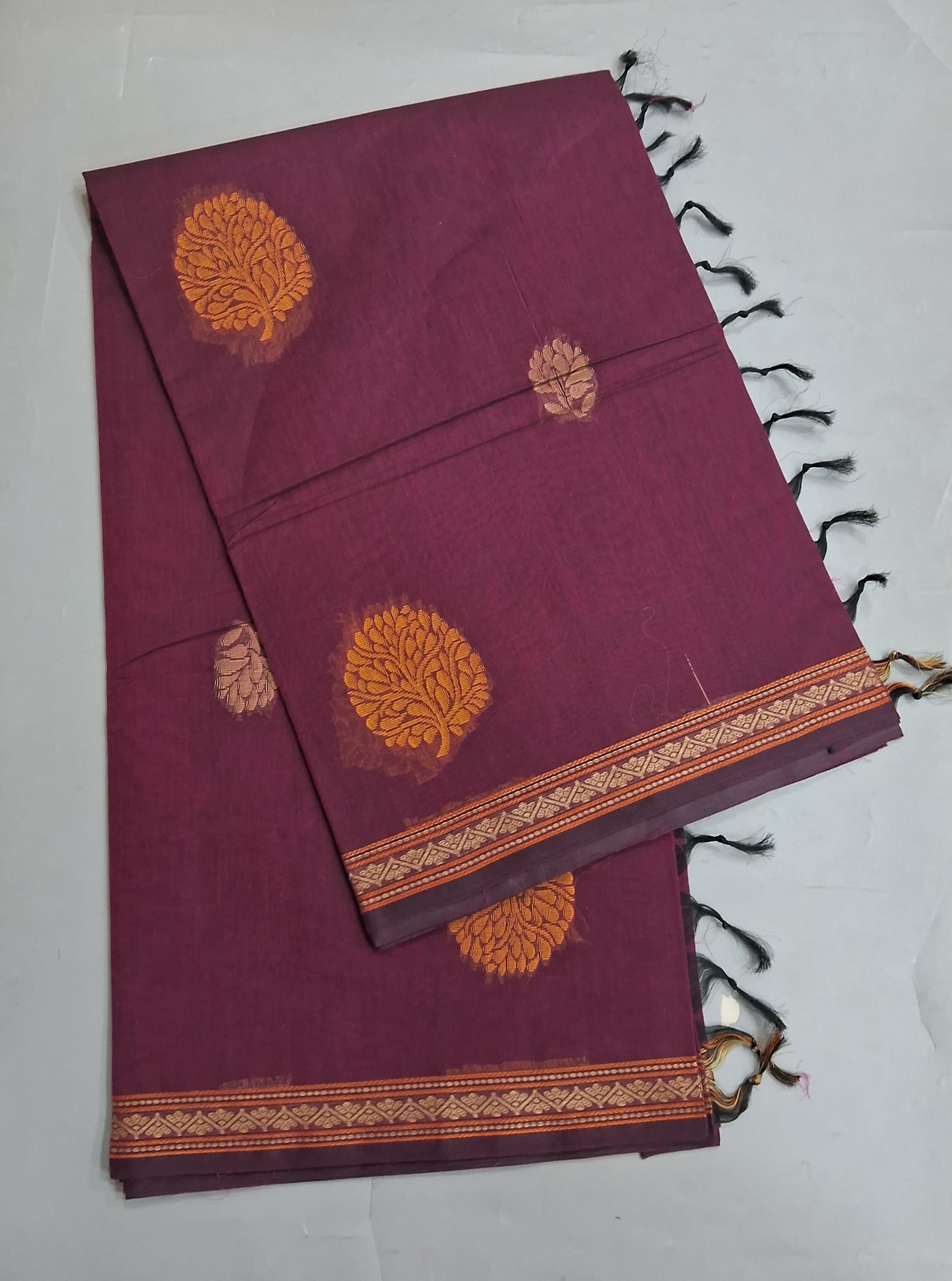 Purple Korvai Kanchi Cotton Saree