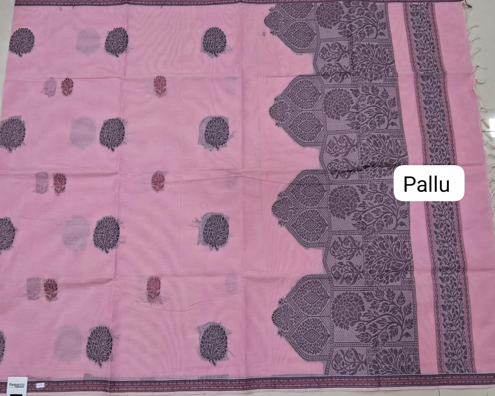 Pink Korvai Kanchi Cotton Saree pallu