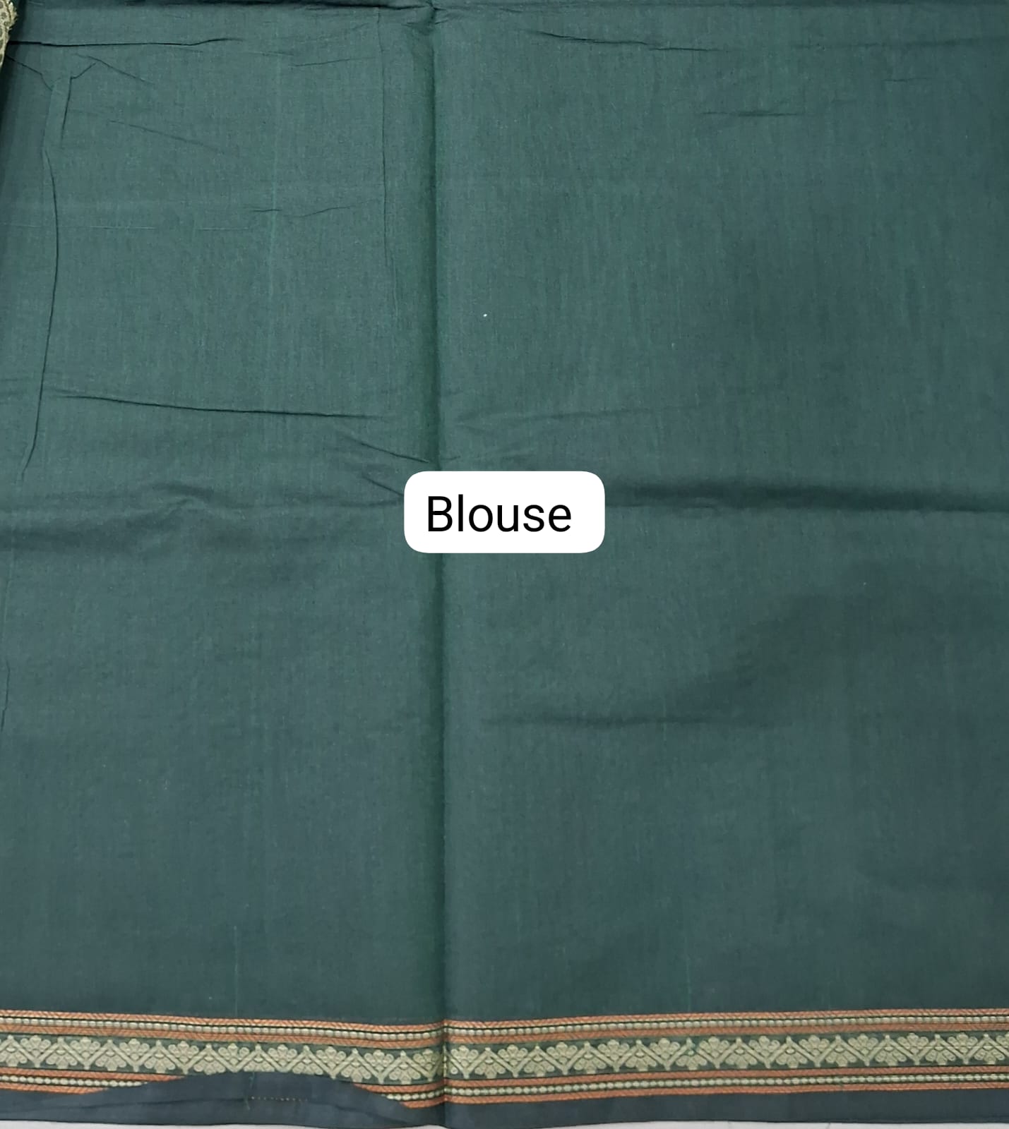 Bottle Green Korvai Kanchi Cotton Saree blouse