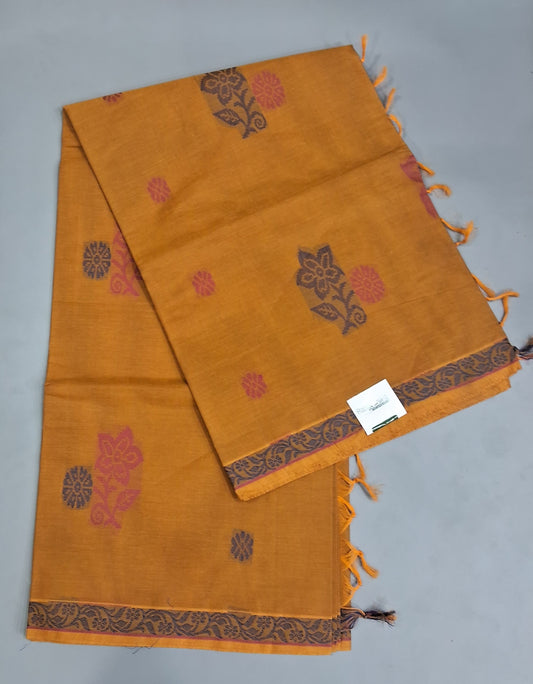 Mango Yellow Korvai Kanchi cotton saree
