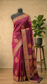 Festive Wear Maroon Korvai Kanchi Cotton Saree