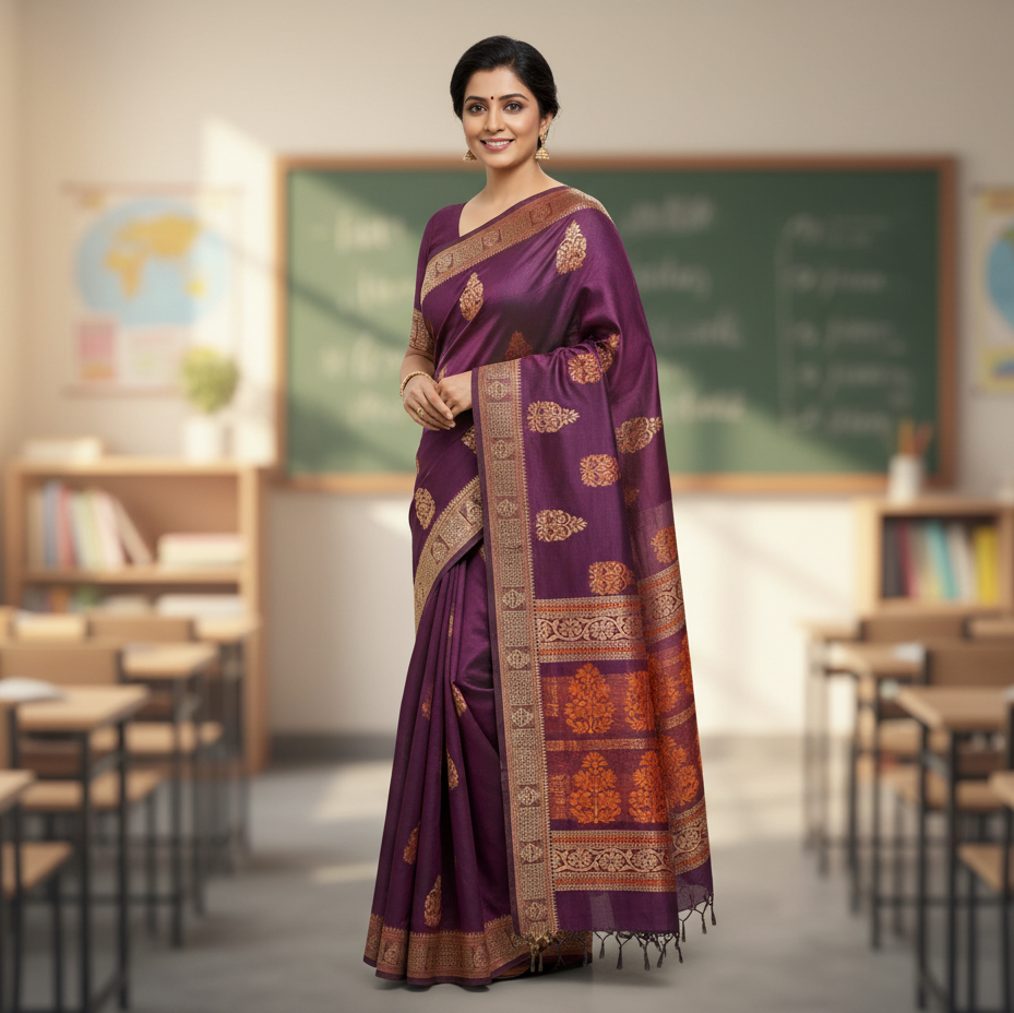 Regal Maroon Korvai Kanchi saree
