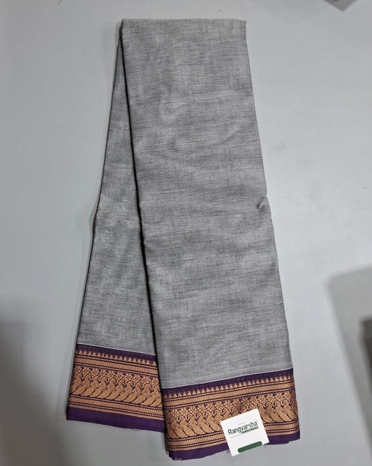 Elephant grey Kanchi cotton saree