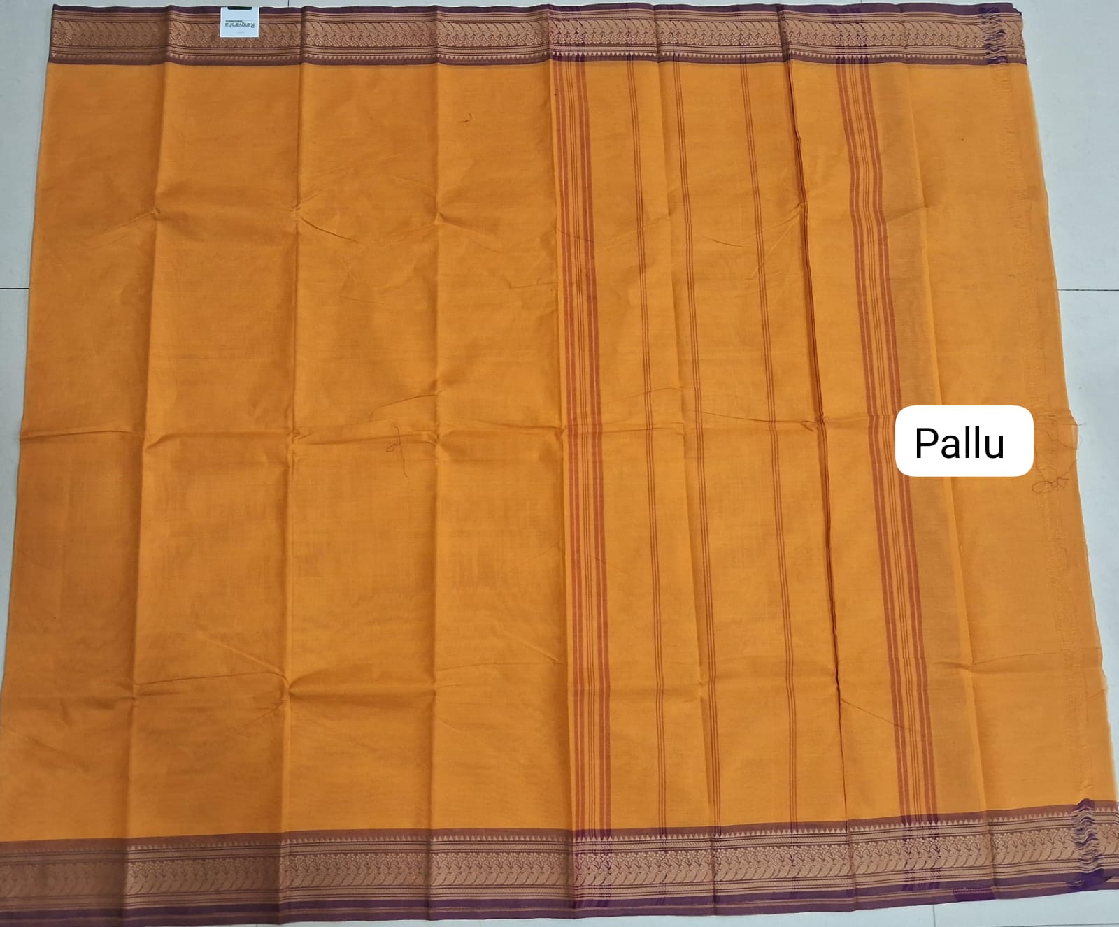 Mango Yellow Kanchi cotton saree pallu