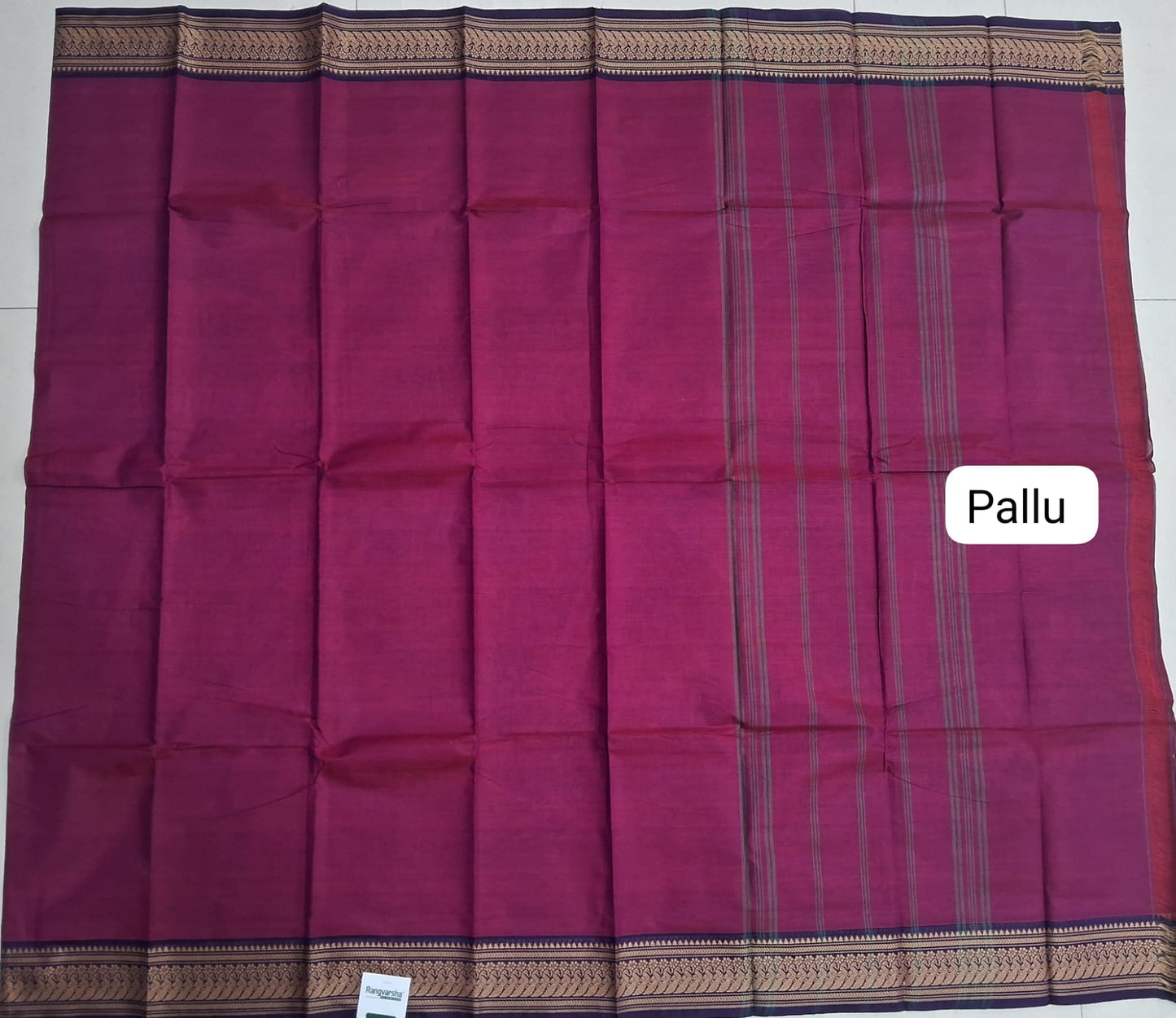 Maroon Kanchi cotton saree pallu