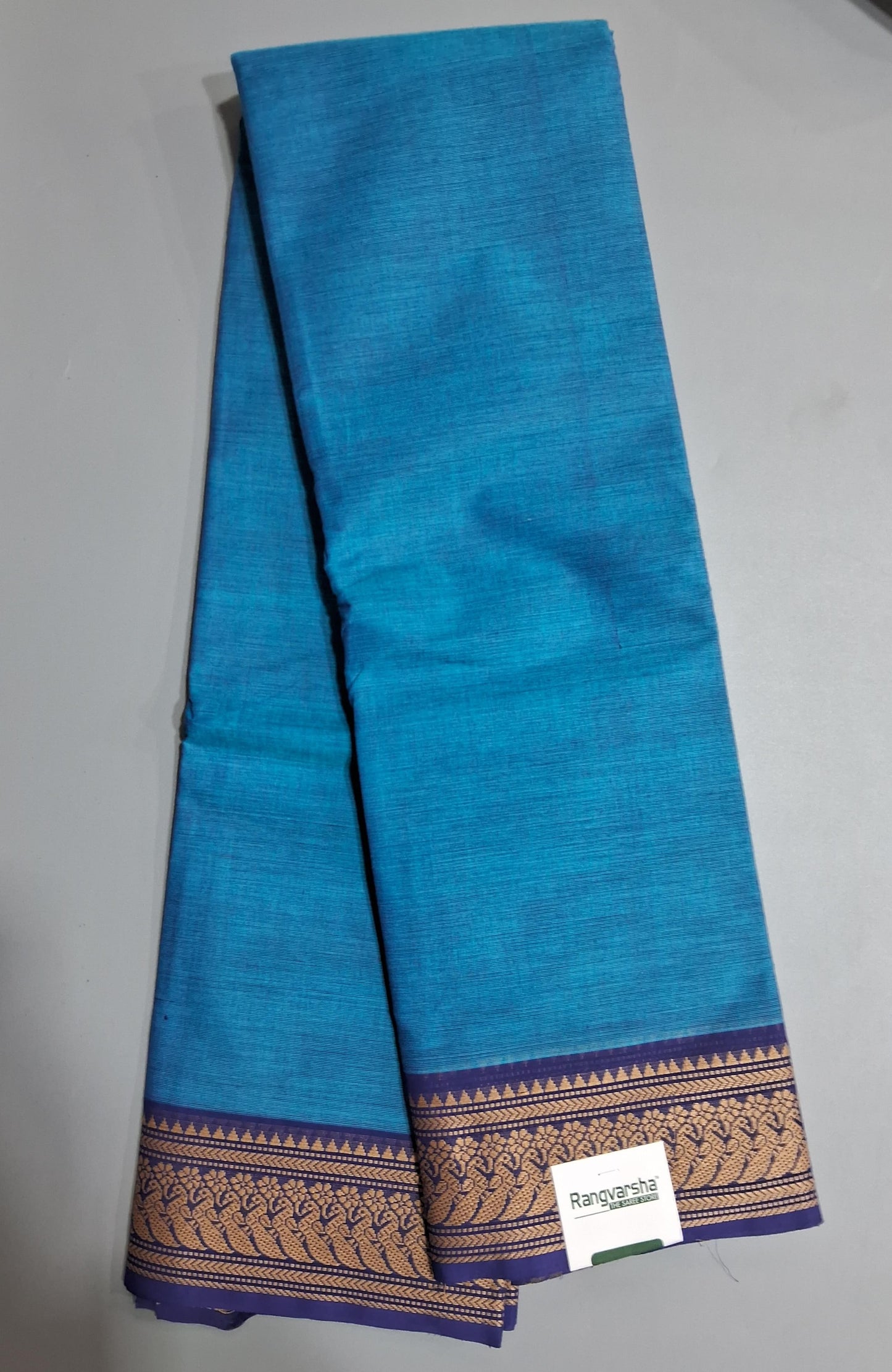 Caribbean Blue Kanchi cotton saree