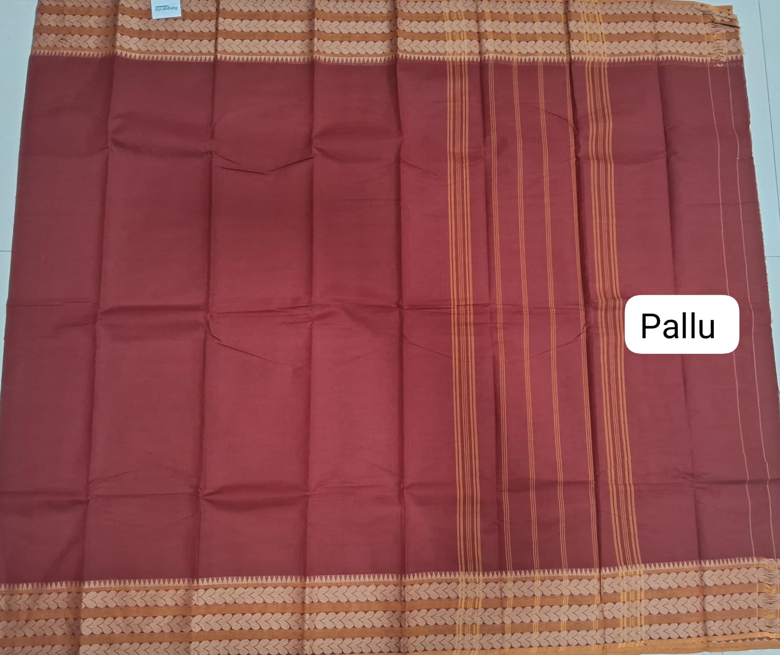 Regal Maroon Handloom Kanchi Cotton Saree Pallu