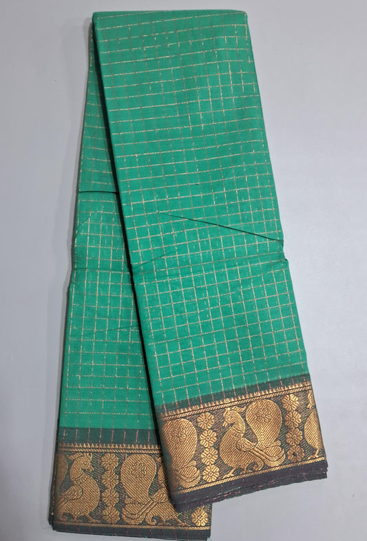 Teal Blue Kanchi Cotton Saree