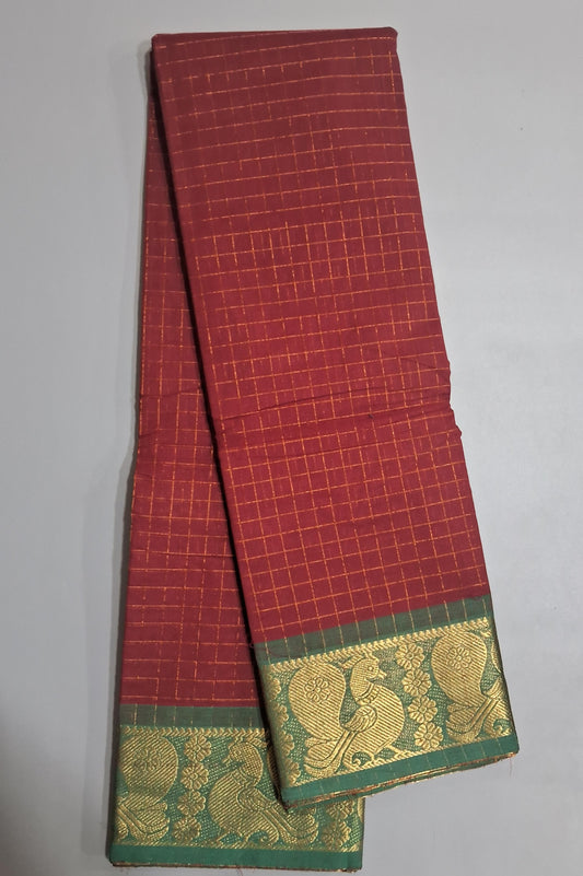 Maroon Kanchi Cotton Saree